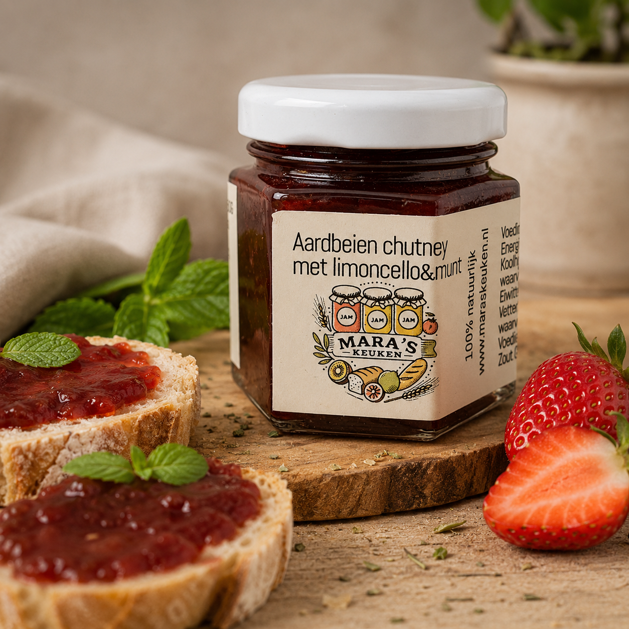 Aardbeien chutney met Limoncello &amp; Munt
